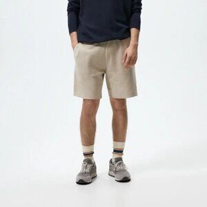 "NWT" Zara‎ Textured Cream Jogger Shorts- Men's Size XL